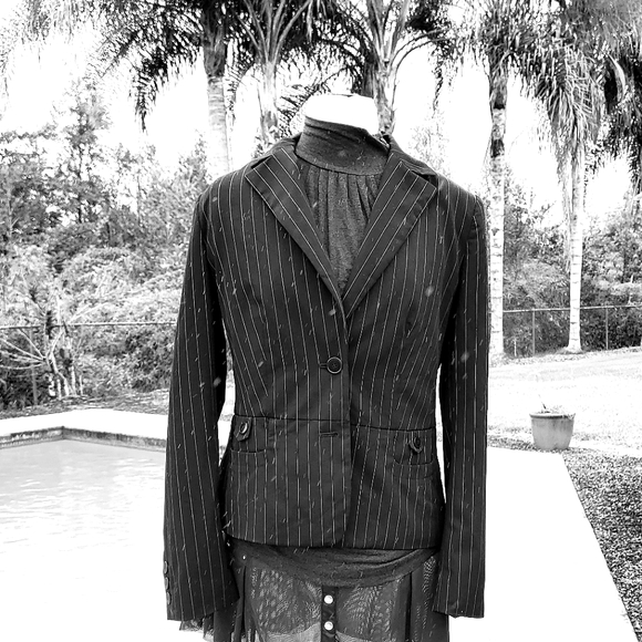 Laundry By Shelli Segal Pin Stripe Blazer Dress Jacket Women’s Size 10, black - Picture 3 of 17
